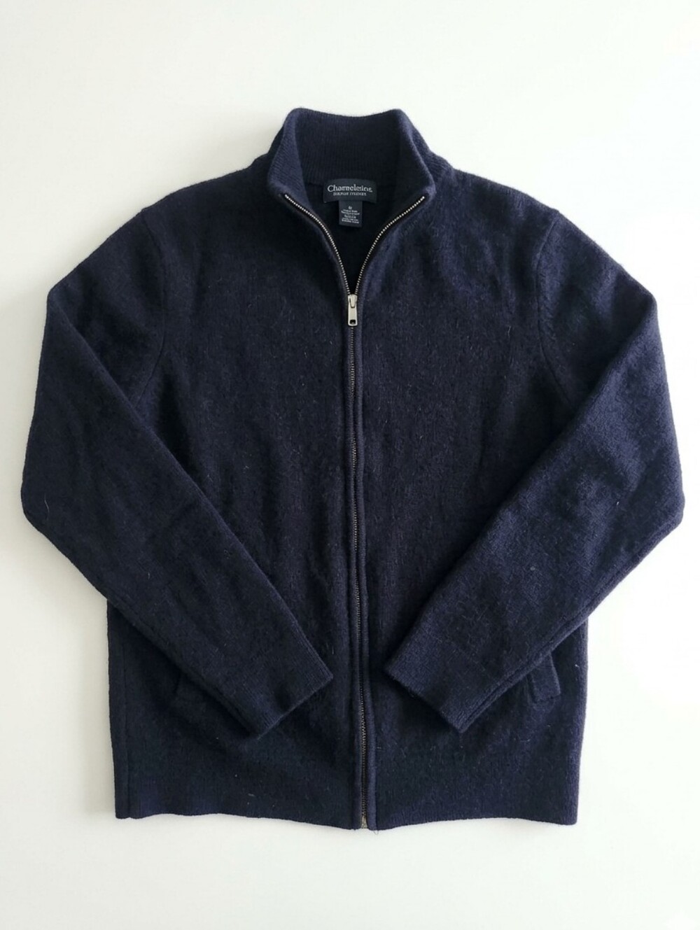 Christian Lacroix Men’s Zip-Up Wool Blend Sweater Navy Size Small